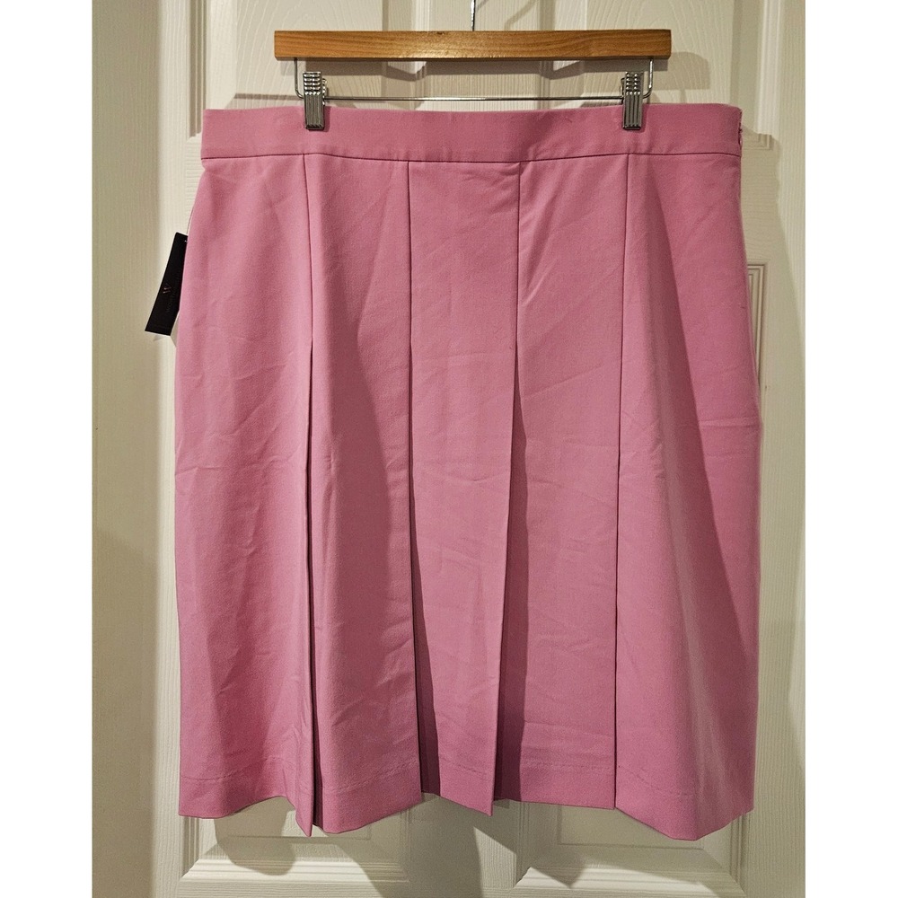 Worthington Skirt 18P Petite Crocus Flower Pink Pleated Stretch Side Zip NWT